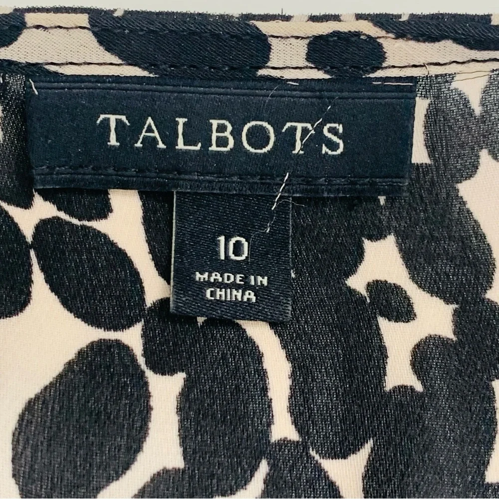 Talbots Leopard Print Chiffon Shift Dress With Black Slip Size 10 Cap Sleeves